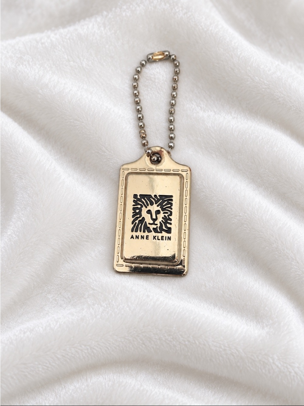 Anne Klein Gold-Tone Lion Logo Tag Keyring
